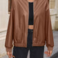 Zip Up Baseball Collar Dropped Shoulder Jacket