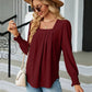 Full Size Square Neck Puff Sleeve Blouse