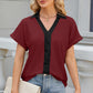 Eyelet Johnny Collar Short Sleeve T-Shirt