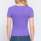 ACTIVE BASIC V-Neck Ribbed Short Sleeve Knit T-Shirt
