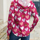 Heart Drawstring Dropped Shoulder Hoodie