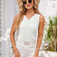 Eyelet Decorative Button V-Neck Tank