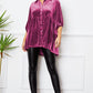 Velvet Tiered Button Up Collared Neck Shirt