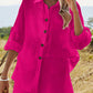 H.H.J. Texture Button Up Shirt and Shorts Set