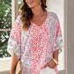 Mixed Print V-Neck Blouse