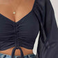 Drawstring Sweetheart Neck Cropped Top