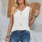 Eyelet Decorative Button V-Neck Tank
