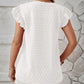 Swiss Dot Ruffled Cap Sleeve T-Shirt