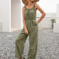 Round Neck Sleeveless Jumpsuit with Pockets