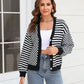 Sophia & Grace Button-Down Stripe & Plaid Contrast Pattern Cardigan