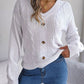 SophisticatedChic Cable-Knit Buttoned V-Neck Sweater