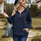 Full Size Cable-Knit Zip-Up Hooded Blouse