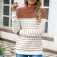 Striped Contrast Turtleneck Sweater