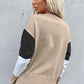 Women's Color Block Ribbed Trim Round Neck Knit Pullover