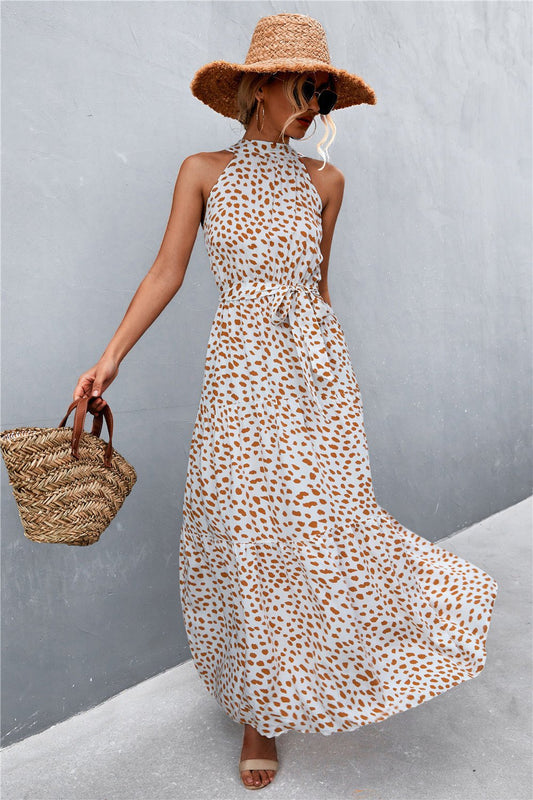 Women's Valencia Printed Sleeveless Tie-Waist Maxi Dress