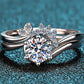 Women's Moissanite Rhodium-Plated Two-Piece Ring Set