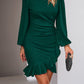Women's DentaCosmo Ruched Ruffled Balloon Sleeve Mini Dress