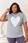 Simply Love Heart Graphic Cuffed Short Sleeve T-Shirt *