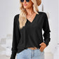 Full Size V-Neck Long Sleeve Blouse