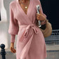 Open Front Lantern Sleeve Tied Cardigan
