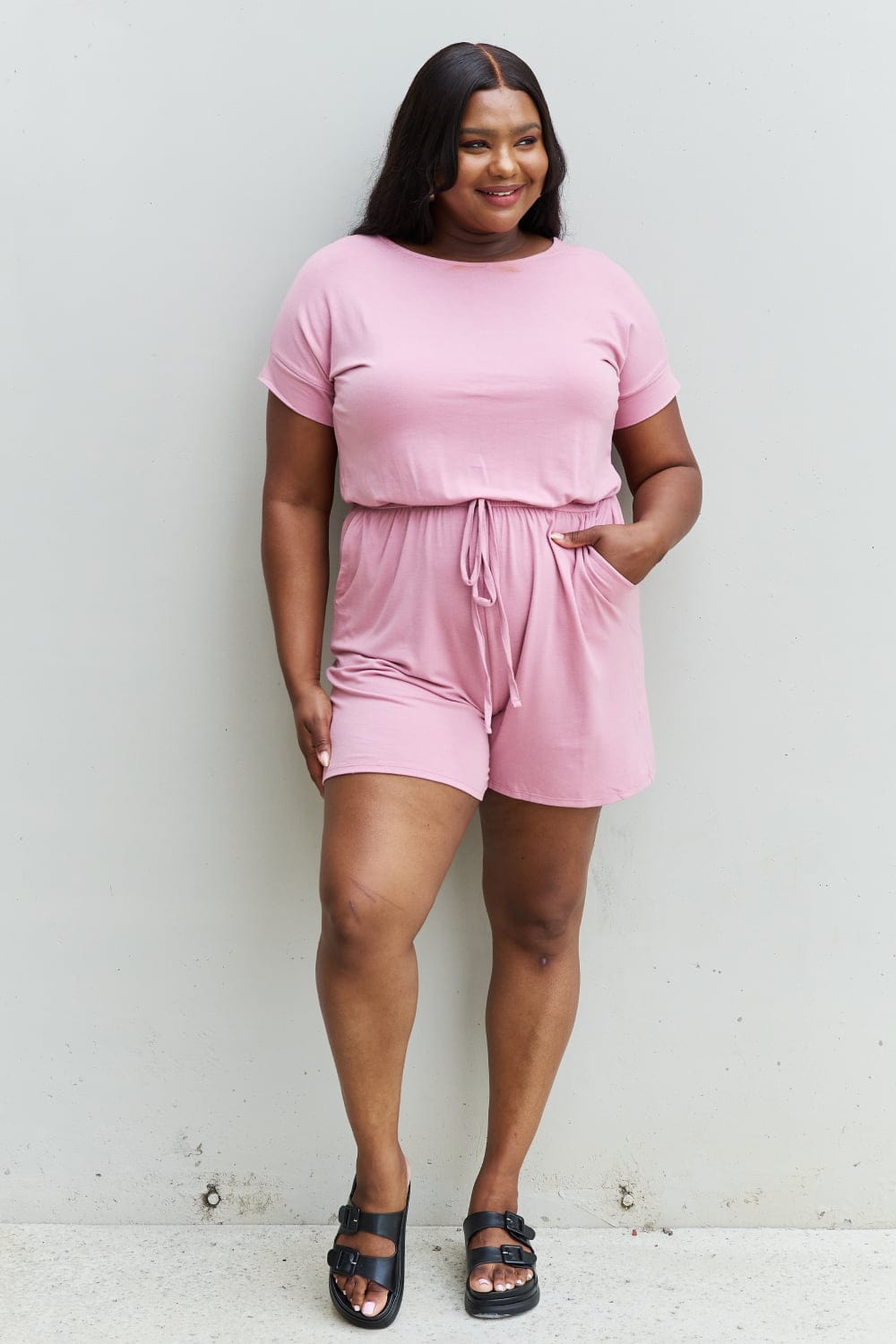 Zenana Chilled Out Full Size Short Sleeve Romper *