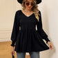 V-Neck Lantern Sleeve Blouse