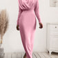 Ruched Turtleneck Long Sleeve Dress