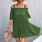 Cold-Shoulder Frill Trim Tiered Dress