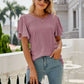 Full Size Eyelet Flutter Sleeve Round Neck Top