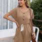 Amia Alora Decorative Button Round Neck Short Sleeve Romper