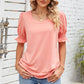 Smocked Square Neck Short Sleeve T-Shirt