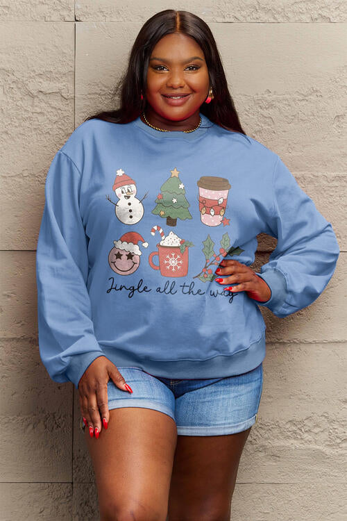 Simply Love Full Size JINGLE ALL THE WAY Long Sleeve CHRISTMAS Sweatshirt