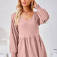 Full Size V-Neck Lantern Sleeve Blouse
