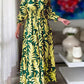 Printed Flounce Sleeve Maxi Dress