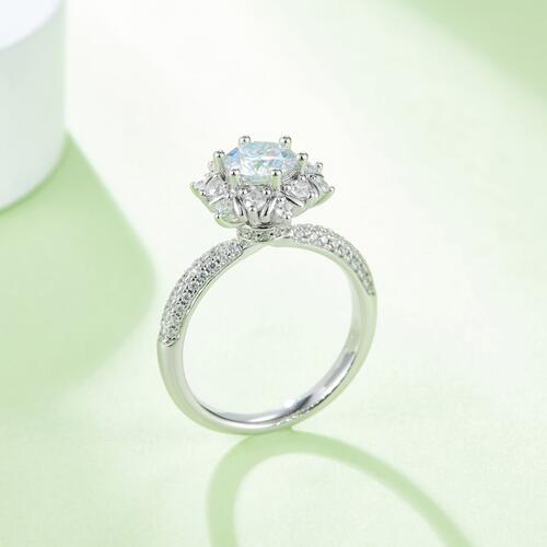 1 Carat Moissanite 925 Sterling Silver Flower Shape Ring 💜