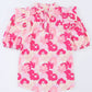 Malibu Dreams Floral Tie Neck Ruffle Shoulder Blouse