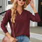 Decorative Button V-Neck Long Sleeve T-Shirt