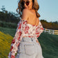 EillyBazar Women's Floral Off-Shoulder Cropped Top