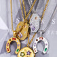 Inlaid Zircon Pendant Stainless Steel Necklace
