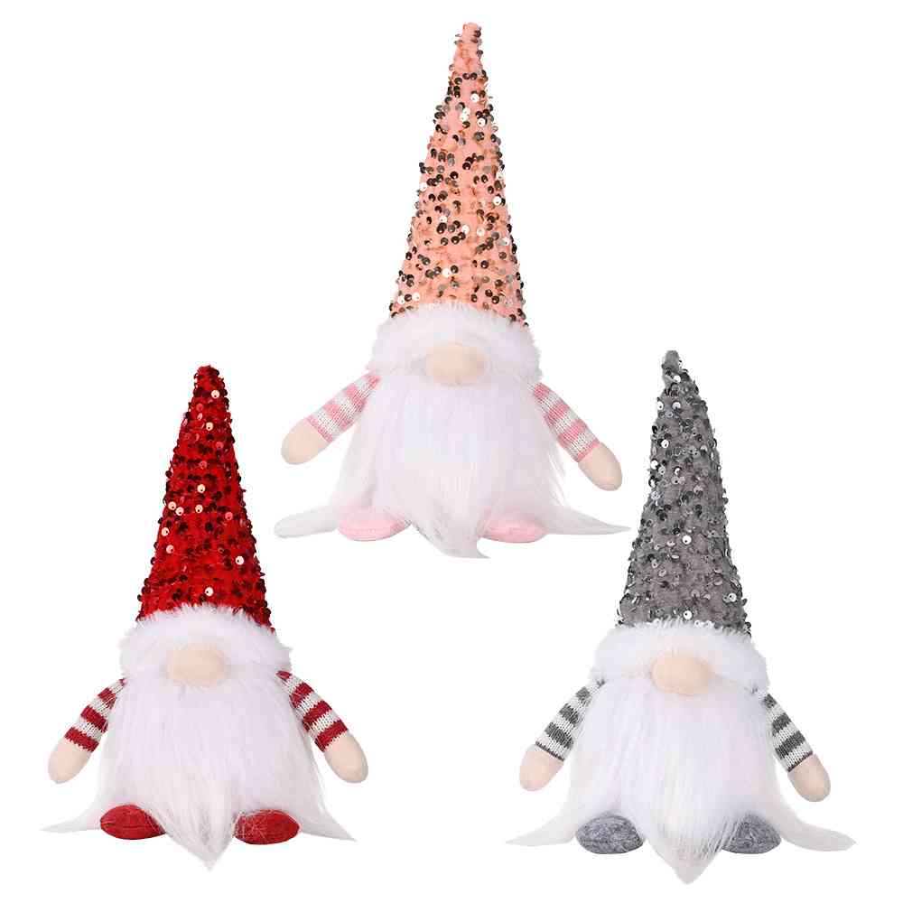 Winter Christmas Sequin Light-Up Faceless Gnome