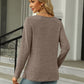 Full Size Square Neck Long Sleeve Slit T-Shirt