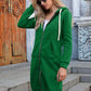 Full Size Zip-Up Longline Hoodie with Pockets
