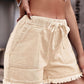 Full Size Drawstring Raw Hem Denim Shorts