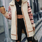Geometric Zip-Up Collared Sherpa Jacket