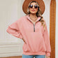 Full Size Half-Zip Dropped Shoulder Sweatshirt