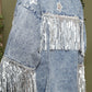Fringe Detail Long Sleeve Denim Jacket