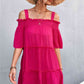Cold-Shoulder Frill Trim Tiered Dress