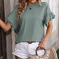 Ruffled Round Neck Short Sleeve Blouse
