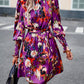 Women's Zabelle Printed Tie Waist Mock Neck Lantern Sleeve Dress