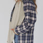 Plaid Notched Neck Slit Blouse